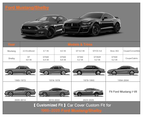 Waterproof Heavy Duty Car Cover Custom Fit Ford Mustang 1965