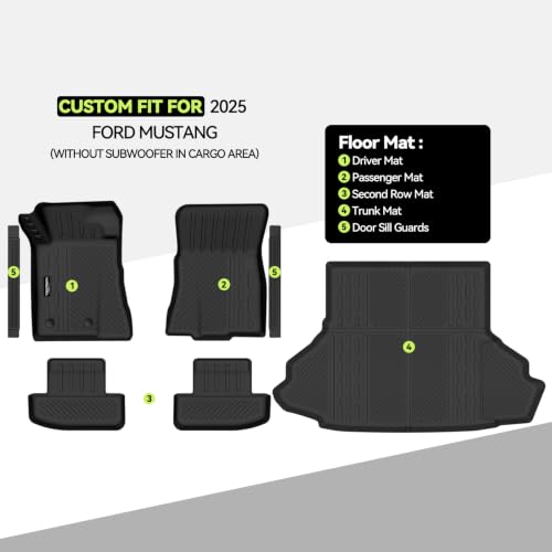 All Weather TPE Floor Mat Set for 2025 2026 Ford Mustang