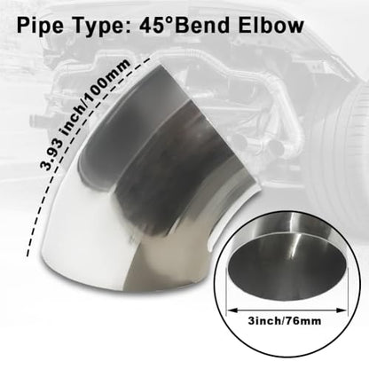 OD 3 Inch 45 Degree exhaust elbow Pipe