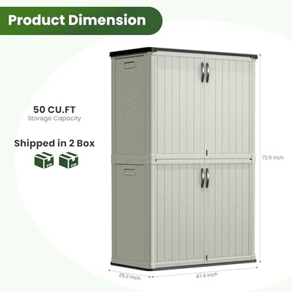 Outdoor Storage Cabinet with Lockable Doors