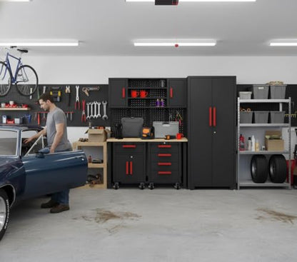 6Pcs Garage Cabinets Storage System with Rolling Chest