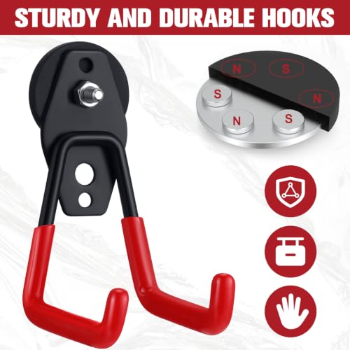 18 Pcs Large Magnetic Hooks Heavy Duty Garage Magnet Hooks Strong Storage Utility Magnetic Hangers with Anti Slip Rubber Coating for Indoor and Outdoor Hanging (18 Count)