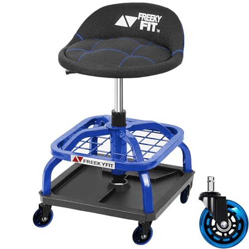 Rolling Stool with Blue Wheels