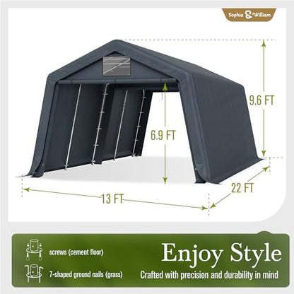 Carport Storage Shed 13x22 Portable Heavy Duty Shelter