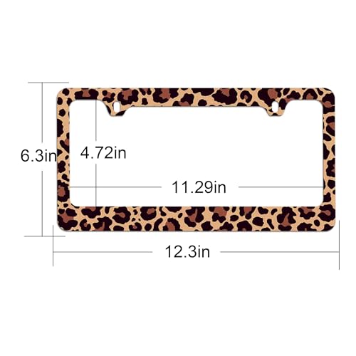 Brown Cheetah License Plate Holder Leopard Print License Plate Frames Cheetah Leopard Car License Plate Covers tag Frame for Women 12.3" X 6.3"
