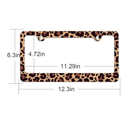 Brown Cheetah License Plate Holder Leopard Print License Plate Frames Cheetah Leopard Car License Plate Covers tag Frame for Women 12.3" X 6.3"