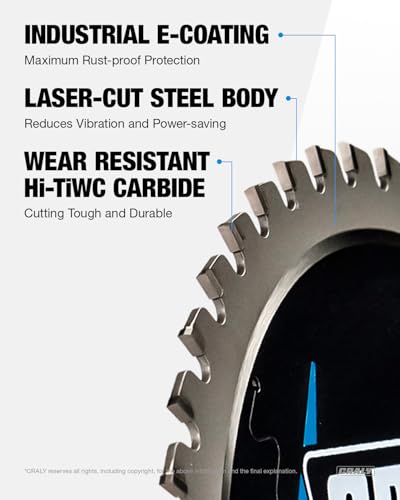 6-1/2 Inch 48 Teeth Steel and Ferrous Metal Cutting Circular Saw Blade, 5/8 Inch Arbor, Thin Kerf, Professional Carbide Tipped Blade for Angle Iron, Threaded Rod, EMT Conduit(C0648MC)