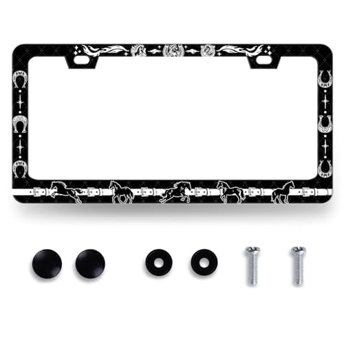 Horse License Plate Frame Stainless Steel Horseshoe License Plate Holder