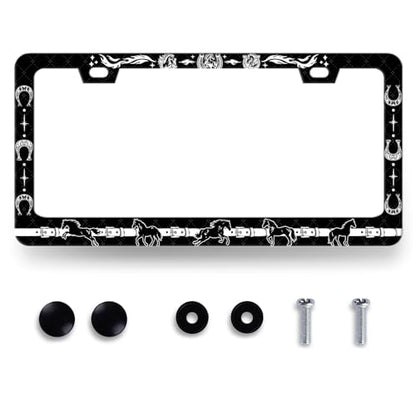 Horse License Plate Frame Stainless Steel Horseshoe License Plate Holder