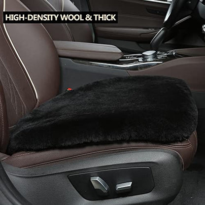 Genuine Sheepskin Car Seat Cushion Seat Covers for Cars Truck SUV Comfort Seat Protector Pad for Car Driver Seat Car Accessories for Decor (3 Count)