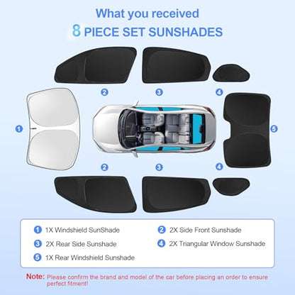 8pcs Car Window Shades for Honda Civic 2016 (8 Count)
