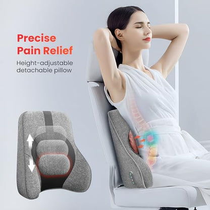 Lumbar Support Pillow for Office Chair with 4 Shiatsu Massage Heads & Heat