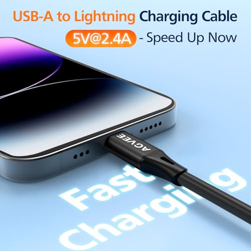 5ft Coiled Short USB to Lightning Charging Cable [MFI Certified] 3A Fast Charger Cord in Car for iPhone 14 (5 Foot)