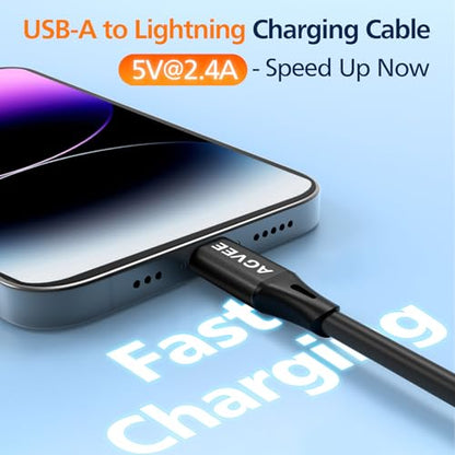 5ft Coiled Short USB to Lightning Charging Cable [MFI Certified] 3A Fast Charger Cord in Car for iPhone 14 (5 Foot)