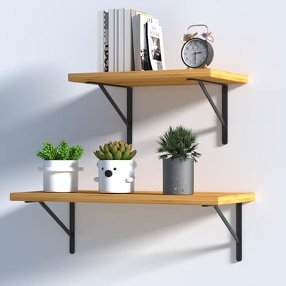 4 Pack L18 x H 12" Black Heavy Duty Shelf Brackets with Screws Metal Shelf Brackets Shelf Support Angle Brackets for Shelves L Brackets Heavy Duty Floating Shelf (4 Count)