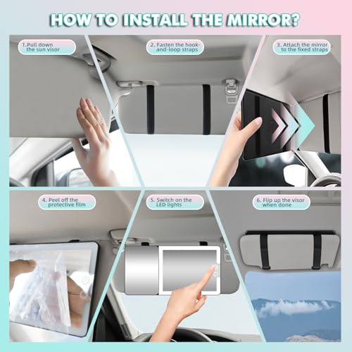 2pcs Car Sun Visor Vanity Mirror with Lights & 20X Magnification (2 Count)