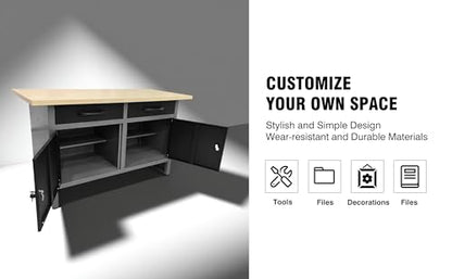 Garage Tool Storage Cabinet System with Workbench Desk (3 Count)