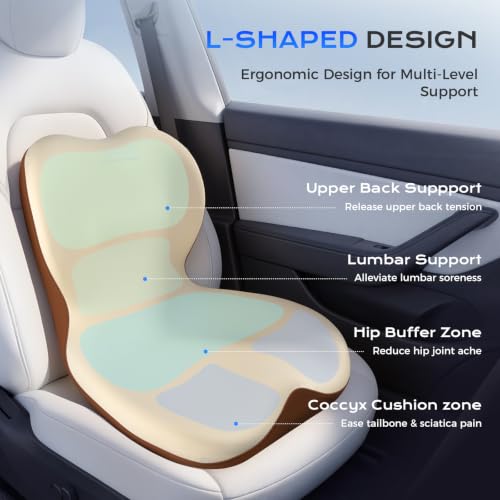 Car Seat Cushion and Lumbar Support Pillow One Piece