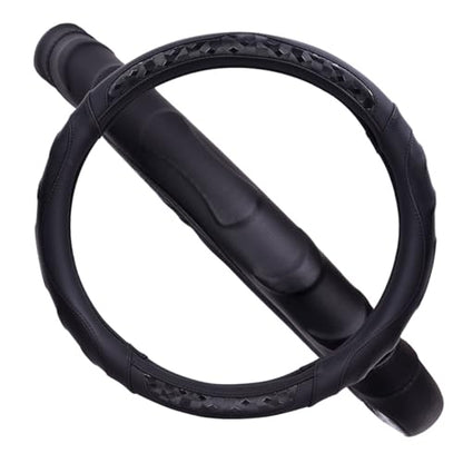 Faux Leather Heavy Duty Inner Ring car Steering Wheel Cover 14.5
