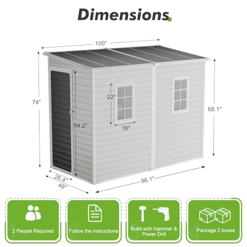4x8 FT Resin Storage Shed with Floor Windows and Vents