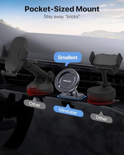Latest Upgrade for MagSafe Car Mount [33+LBS Strong Suction & 2200gf Magnetic] Small Phone Holders for Your Car Dashboard