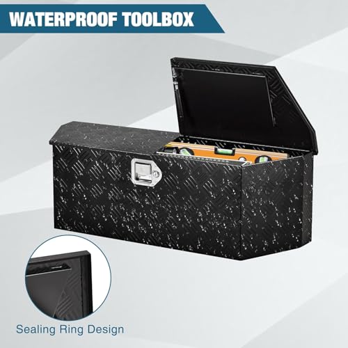 36 Inch Heavy Duty Aluminum Plated Tool Box Pick Up Truck Bed RV Trailer Tongue Toolbox Waterproof Storage Organizer with Lock and Keys