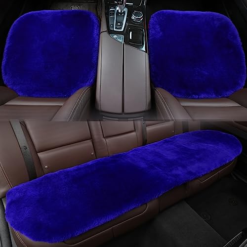 Blue Genuine Sheepskin Car Rear Seat Cover for Fuzzy Back Cushion