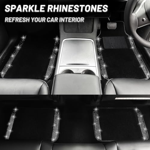 Bling Car Floor Mats Full Set and Steering Wheel Cover