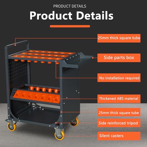 Grey Classic 40 Taper CNC Tool Holder Transfer Cart