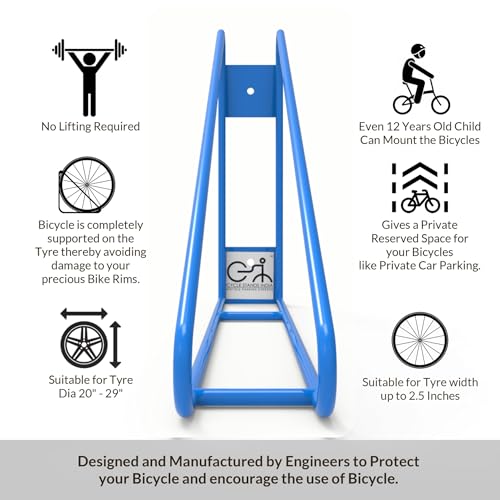 No Lift Vertical Bike Hanger Simple & Secure Space Saving Bike Wall Mount for Garage & Commercial Use Bicycle Holder for Mountain and Road Bikes (2 Count)