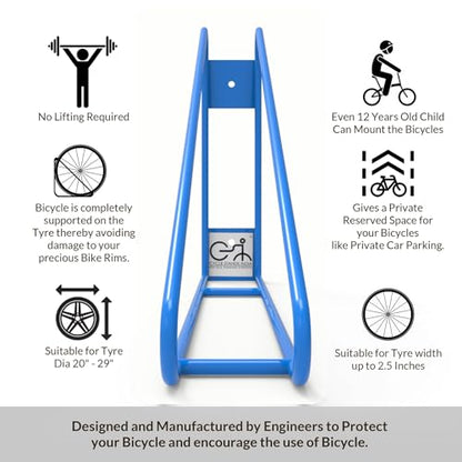 No Lift Vertical Bike Hanger Simple & Secure Space Saving Bike Wall Mount for Garage & Commercial Use Bicycle Holder for Mountain and Road Bikes (2 Count)