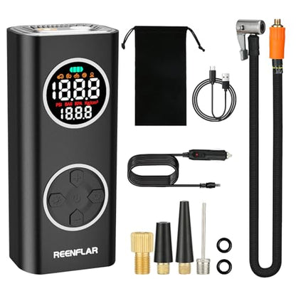 Cordless Tire Inflator Portable Air Compressor with Dual Nozzle & Digital Gauge