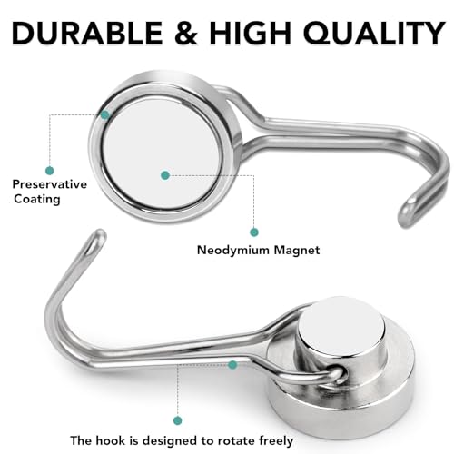 Magnetic Hooks Heavy Duty 40LB+ Swivel Swing Strong Magnet Hook (12 Count)