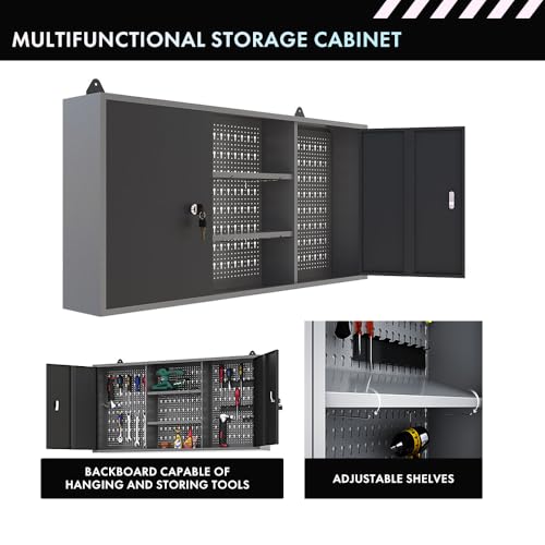 Garage Tool Storage Cabinet Workbench Desk with Wood Top