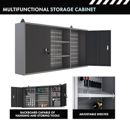 Garage Tool Storage Cabinet Workbench Desk with Wood Top