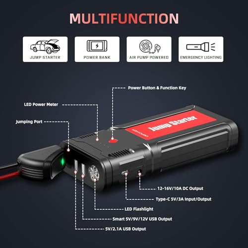 Jump Starter 2750A Peak 76.96Wh Portable Car Jump Starter