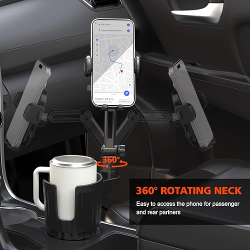 2 Pack Newlest 2 in 1 Phone Mount for Car Cup Holder with Adjustable Base