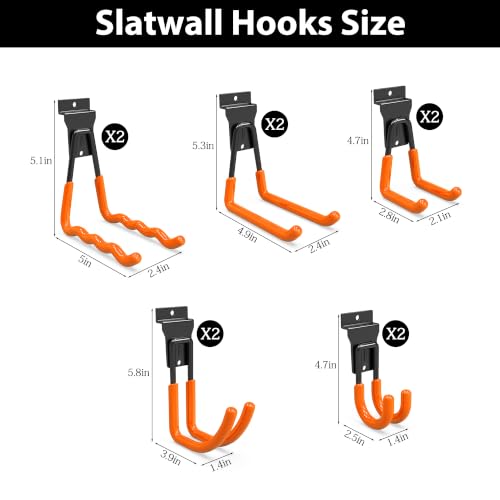 Slatwall Hooks 10 Pack Heavy Duty Multi Sizes (10 Count)