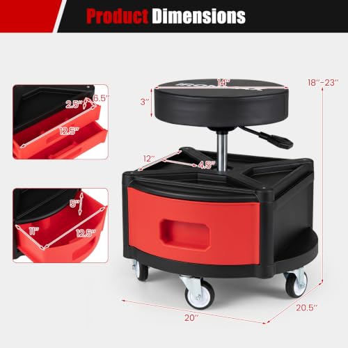 Rolling Mechanic Stool with Cushioned Seat