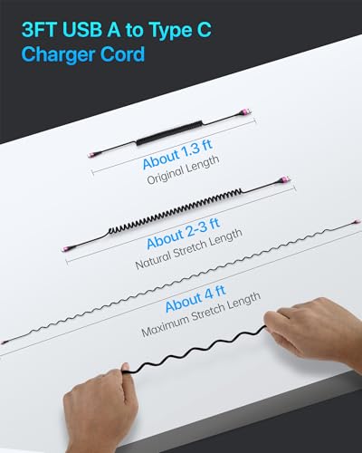 USB A to USB C Cable for Car (2 Count)