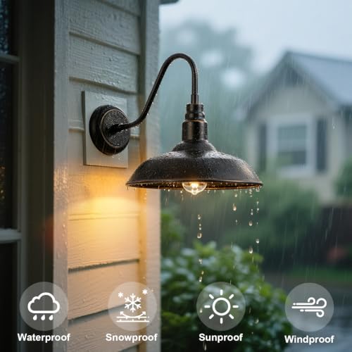 14in Outdoor Gooseneck Barn Light for Farmhouse