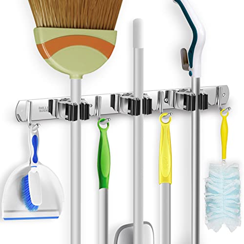 Broom Holder Wall Mount Stainless Steel Mop Organizer
