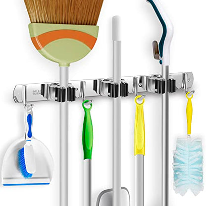 Broom Holder Wall Mount Stainless Steel Mop Organizer