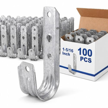 100 Pcs 1-5/16'' Cable Support J-Hook Bulk, Metal Hanging Hook (100 Count)