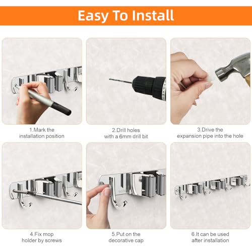 Mop and Broom Holder Wall Mount