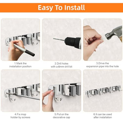Mop and Broom Holder Wall Mount