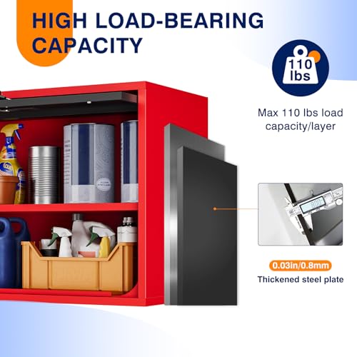 Metal Garage Wall Cabinet with Doors and Shelves