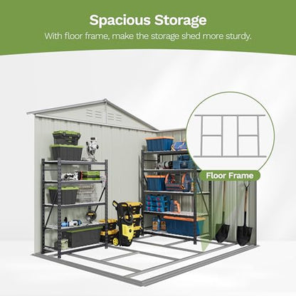 8x6 FT Outdoor Storage Shed with Floor Frame