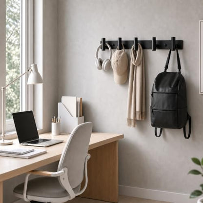 Coat Rack Wall Mounted with 5 Hooks (2 Count)