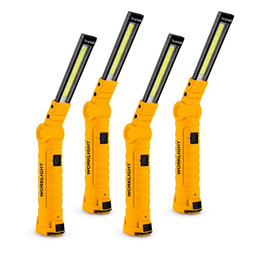 4 Pack Rechargeable LED Work Lights with Magnetic Base and 360° Rotation (4 Count)